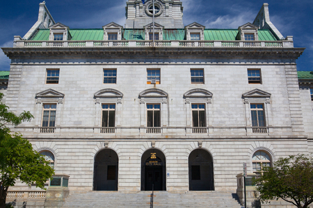 PORTLAND, MAINE - JULY 5, 2016: The Portland City Hall is the center of city government in Portland, Maine.The structure was built in 1909-12 and was listed on the National Register of Historic Places in 1973のeditorial素材