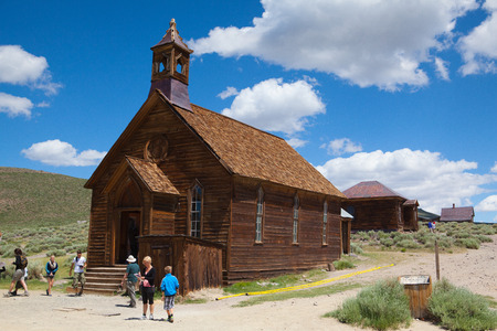 Bodie, CA, USA - July 15, 2011: Old buildings in Bodie, an original ghost town from the late 1800s. Bodie is a ghost town in the Bodie Hills east of the Sierra Nevada mountain range in Mono County, Californiaのeditorial素材