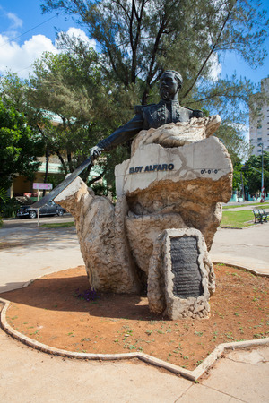Havana, Cuba - January 21,2017: Monument of JosÃ© Eloy Alfaro Delgado served as President of Ecuador from 1895 to 1901 and from 1906 to 1911. In the center of city, Havana, Cubaのeditorial素材