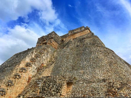 Majestic ruins in Uxmal,Mexico. Uxmal is an ancient Maya city of the classical period in present-day...