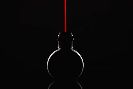 Empty Luxury Black Glass on the black backgroundの写真素材