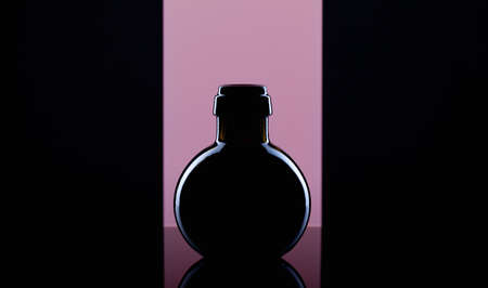 Empty Luxury Black Glass on the purple backgroundの写真素材