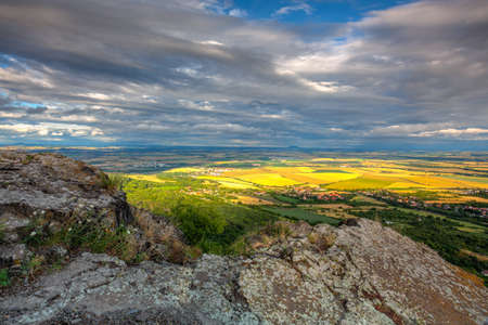 Sunrise on the hill in Central Bohemian Uplands, Czech Republic. HDR Image.の写真素材