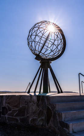 The famous globe monument at North Cape Nordkappの写真素材