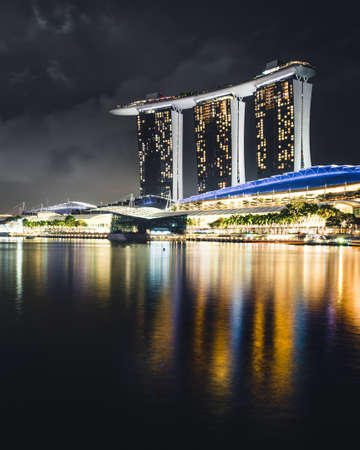 Singapore Marina Bay Sands at nightのeditorial素材