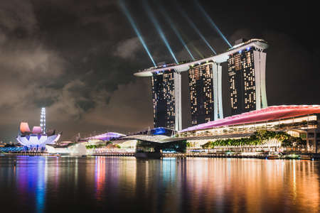 Singapore Marina Bay Sands at nightのeditorial素材