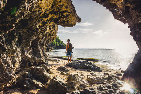 Hidden beach in Baliの写真素材