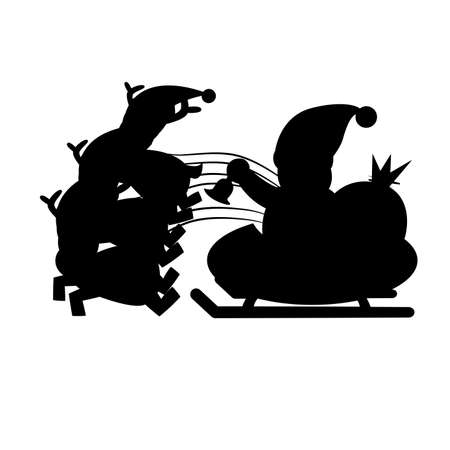 Reindeer and Santa sleigh silhouette vectorのイラスト素材