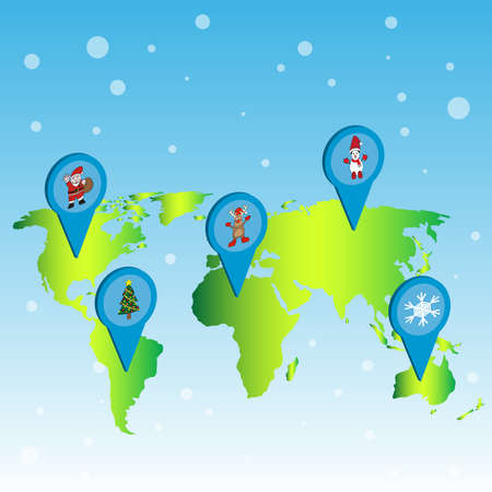 Christmas world and snowflakes background vector.- EPS10 file format.- Use gradient and transparency tool.のイラスト素材