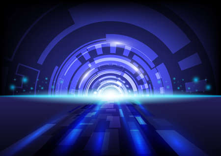 Abstract hitech digital technology blue background. Illustration EPS10 Vector. Use for banner, leaflet, wallpaper, website, template, poster and other design.のイラスト素材