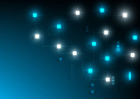 Blockchain technology concept vector. Line link connection blue illustration. Use for banner, leaflet, wallpaper, website, template, poster and other design.のイラスト素材