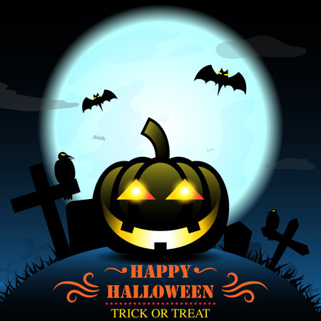 Happy halloween text with night background.のイラスト素材
