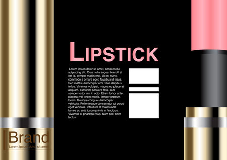 Lipstick cosmetic ad concept. Luxury Mockup 3D illustration and EPS10 Vector. Use for banner, website, template and other design.のイラスト素材