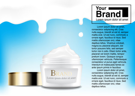 Cosmetic ad cream milk drop concept.のイラスト素材