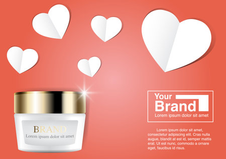 Cosmetic Ad Valentine Concept. EPS10 Vector. Use for banner, leaflet, wallpaper, website, template, poster, brochure and other design.のイラスト素材