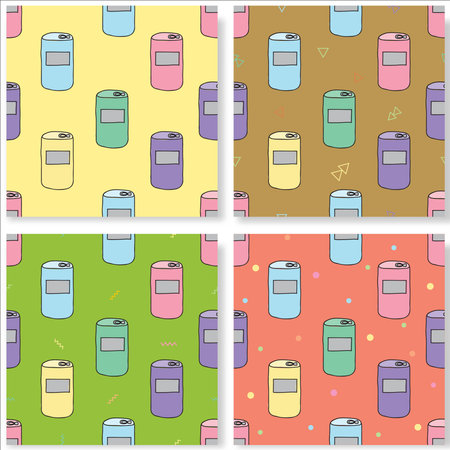 Can pattern seamless set. Vector eps10. Use for packaging, fabric, paper, background and other design.のイラスト素材