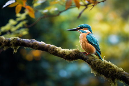 Female Kingfisher stand on tree by Generative AIの素材
