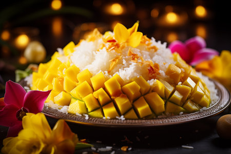 Sticky Rice with mango Thai dessert food by Generative AIの素材