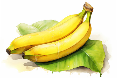 banana watercolor by Generative AIの素材