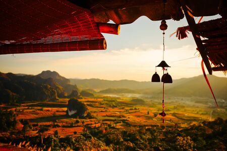 The nature of the countryside in the morning, the sunrise in Phayao, Thailand.の写真素材