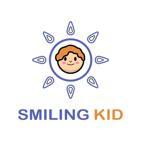 Cute toddler vector logo template for children or toys shop, game room, baby care centerのイラスト素材