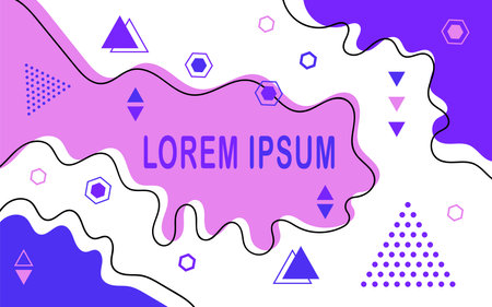 Modern abstract background in memphis style isolated on white background. Design for poster, presentation, card, cover, banner, web, header, billboard, brochure, social media, landのイラスト素材