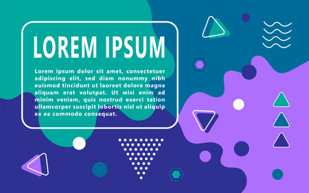 Abstract minimal background in memphis geometry style. Applicable for presentation, cover design, poster, advertising, web, header, billboard, brochure, social media, landing page.のイラスト素材