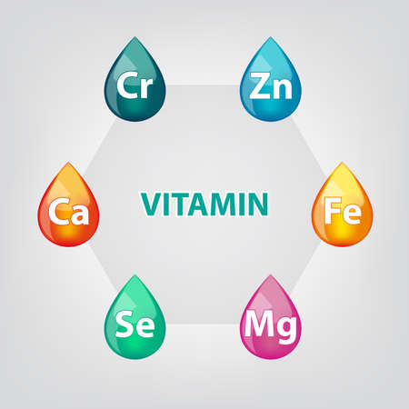 Colors drop of vitamins elements set vector illustrationのイラスト素材
