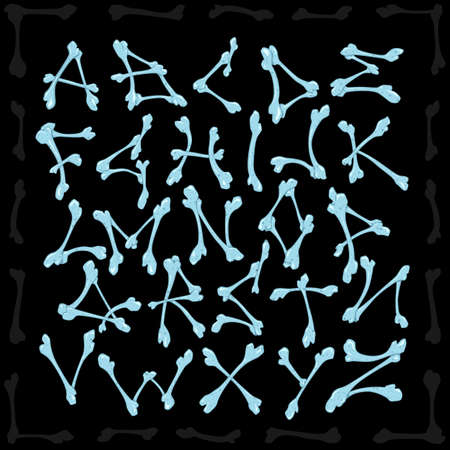 Bones Alphabet vector set. Helloween ABCのイラスト素材