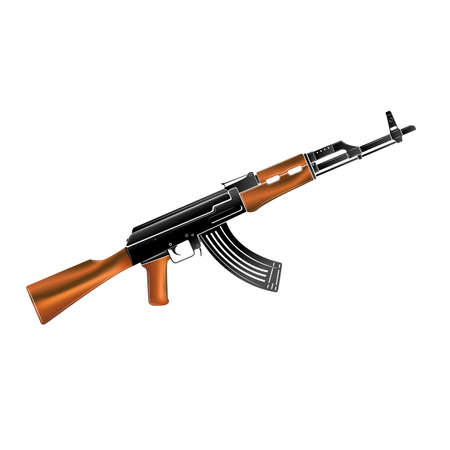 Kalashnikov assault rifle color icon on white backgroundのイラスト素材