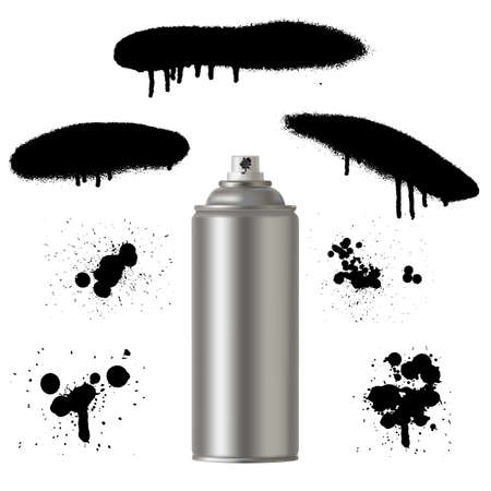 Vector graffiti spray paint can with spray splash. Vector graffiti illustration.のイラスト素材