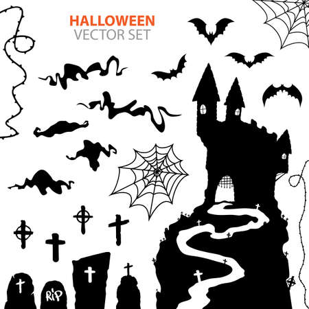 Vector collection of halloween icons. Vector illustration for halloween decoration on white background.のイラスト素材