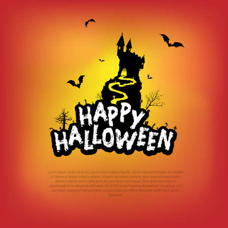 Halloween Vector Design with Happy Halloween Lettering.のイラスト素材