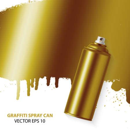 Golden graffiti spray paint illustration.のイラスト素材