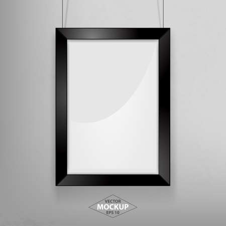 Black frame Mockup. Vector Illustration. Blank white poster mockupのイラスト素材