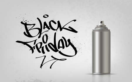 Paint Aerosol Spray Metal 3D Bottle Can, Graffiti, Deodorant, Household Chemicals, Poison. Front View. Illustration Isolated On White Background. Mock Up Template For Your Design. Vector EPS10のイラスト素材