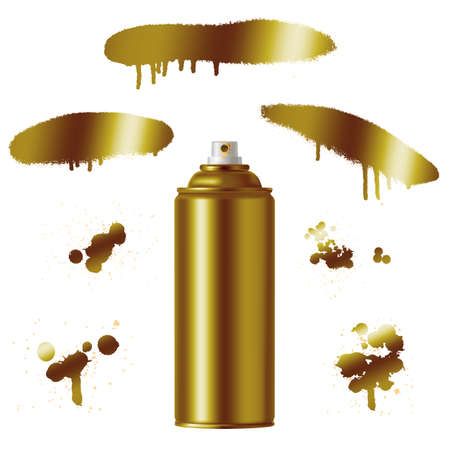 Paint Aerosol Spray Metal 3D Bottle Can, Graffiti, Deodorant, Household Chemicals, Poison. Front View. Illustration Isolated On White Background. Mock Up Template For Your Design. Vector EPS10のイラスト素材