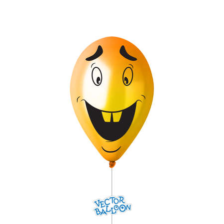 3d Realistic Colorful Balloon with face in some emotion . Holiday illustration of flying glossy balloon. Vector Illustrationのイラスト素材