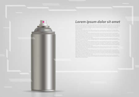 Aerosol spray on grey background with abstract frame. Vector illustration.のイラスト素材