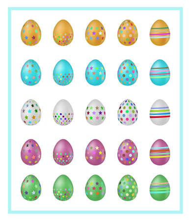 Colorful Easter eggs icons. Vector illustration. Easter eggs for Easter holidays design on white background. Easter design elements vector set.のイラスト素材