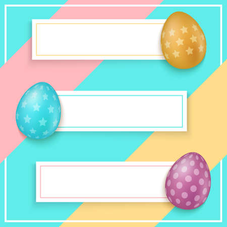 Colorful easter eggs with banners. Easter sale background.のイラスト素材