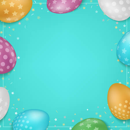 Colorful Easter eggs composition. Easter sale background. Vector illustration.のイラスト素材