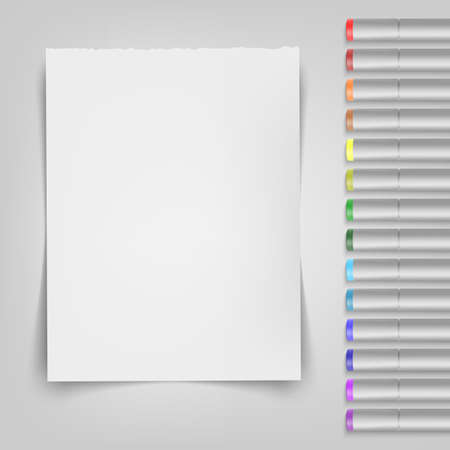 Blank sheet with markers. Template for your illustration. Vector illustration.のイラスト素材