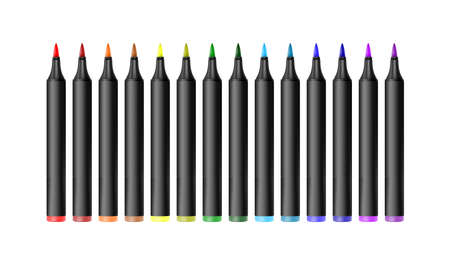 Set of bright markers on a white background. Realistic vector illustration. EPS 10のイラスト素材