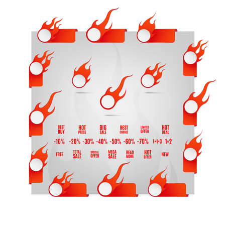 Fire and flame sale icon set isolated vector illustrationのイラスト素材
