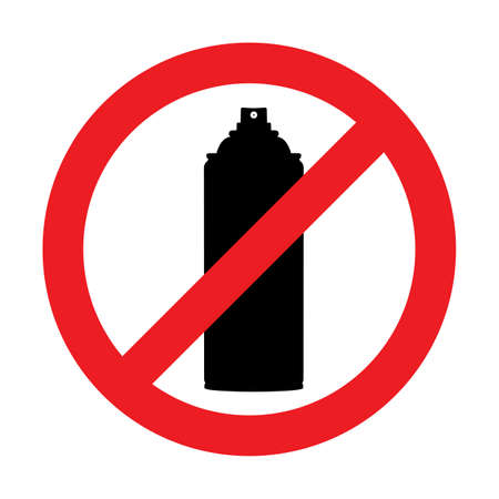 Black aerosol spray can icon on white background. No aerosol graffiti spray can sign icon. Aerosol paint symbol. Vector illustrationのイラスト素材