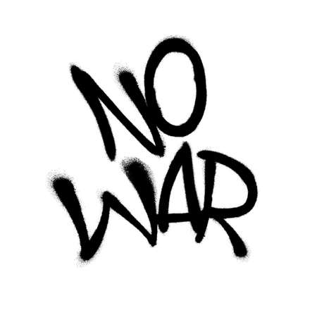 Sprayed no war font graffiti with overspray in black over white. Vector illustration.のイラスト素材