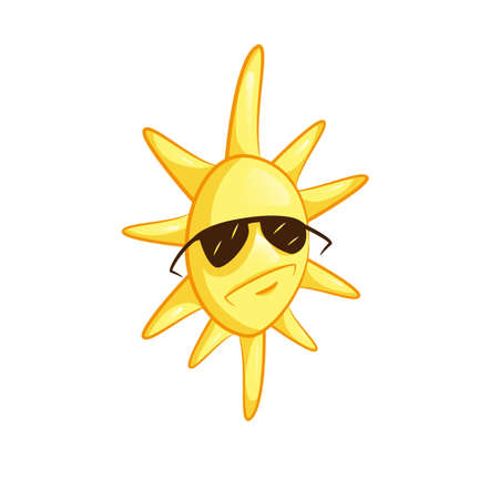 Cartoon sun in sunglasses. Cute vector illustrationのイラスト素材
