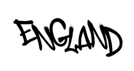 Sprayed England font graffiti with overspray in black over white. Vector graffiti art illustration.のイラスト素材