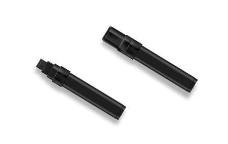 Black marker realistic vector illustration. Broad marker with shadow on white background.のイラスト素材
